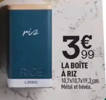 LA BOÎTE À RIZ 10,7x10,7x19,3 cm. Métal et hévéa.