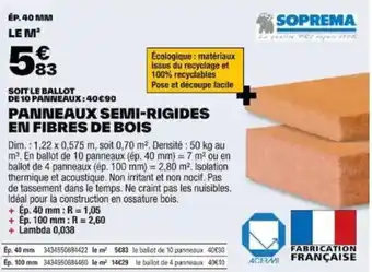 Brico Dépôt PANNEAUX SEMI-RIGIDES EN FIBRES DE BOIS offre