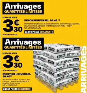 Brico Dépôt BÉTON UNIVERSEL 30 KG (¹) offre