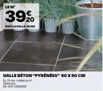 Brico Dépôt DALLE BÉTON "PYRÉNÉES” 50 X 50 CM offre