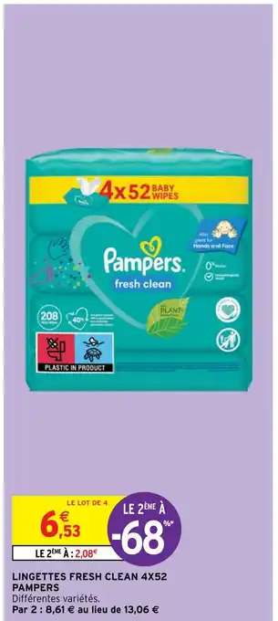 Intermarché LINGETTES FRESH CLEAN 4X52 PAMPERS offre