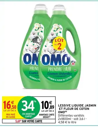 Intermarché LESSIVE LIQUIDE JASMIN ET FLEUR DE COTON OMO(b) offre