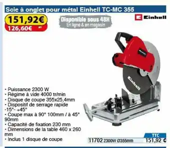 Scie a Onglet Pour Métal Einhell TC-MC 355