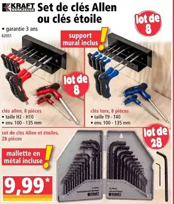 Norma Set de clés allen ou clés étoile offre