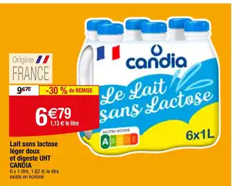 Migros Lait sans lactose léger doux et digeste UHT CANDIA offre