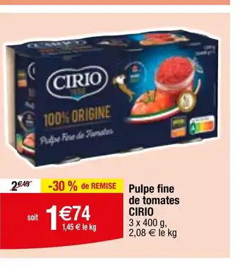 Migros Pulpe fine de tomates CIRIO offre