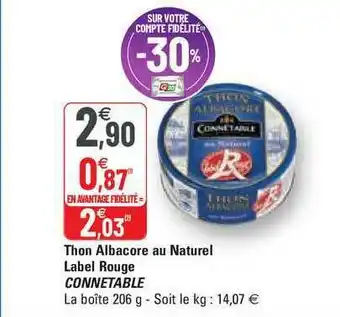 G20 Thon Albacore Au Naturel Label Rouge Connétable offre