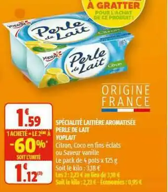 Coccimarket Spécialité Laitière Aromatisée Perle De Lait Yoplait offre