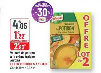 G20 Velouté De Potiron à La Crème Fraîche Knorr offre