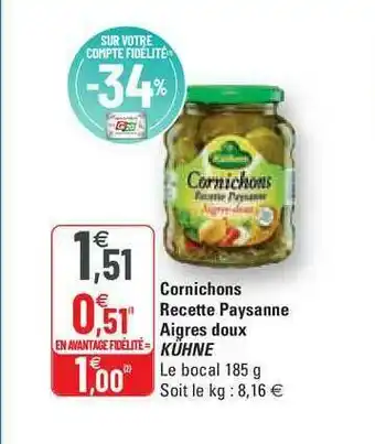 G20 Cornichons Recette Paysanne Aigres Doux Kühne offre