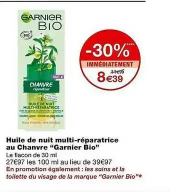 Monoprix Huile De Nuit Multi-réparatrice Au Chanvre offre