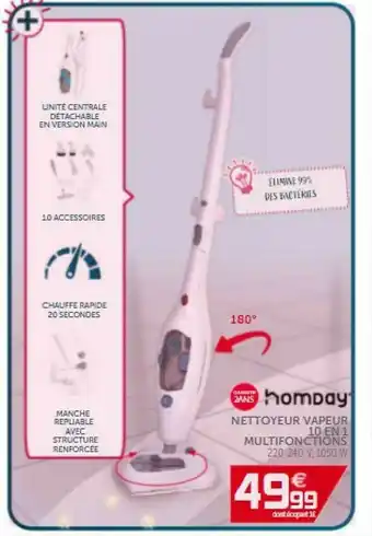 Gifi Nettoyeur Vapeur 10 En 1 Multifonctions Homday offre