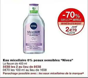 Monoprix Eau Micellaire 0% Peaux Sensibles offre