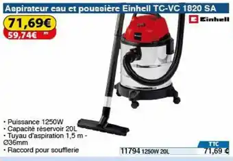 Aspirateur eau et poussière Einhell TC-VC 1820 SA