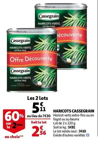 Auchan Haricots cassegrain offre