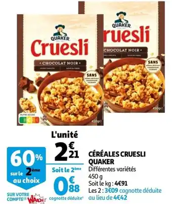 Céréales cruesli quaker