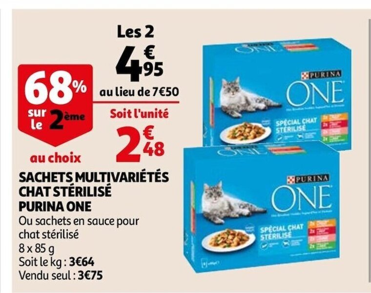 Promo Sachets Multivarietes Char Sterilise Purina One Chez Auchan