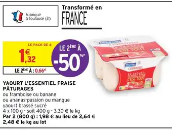 Intermarché Yaourt l'Essentiel Fraise Pâturages offre