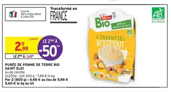 Intermarché Purée De Pomme De Terre Bio Saint Eloi offre