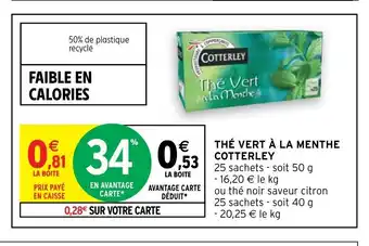 Intermarché Thé Vert A La Menthe Cotterley offre