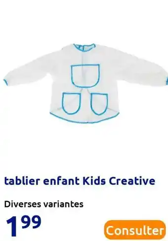 Action Kids creative tablier enfant kids creative offre