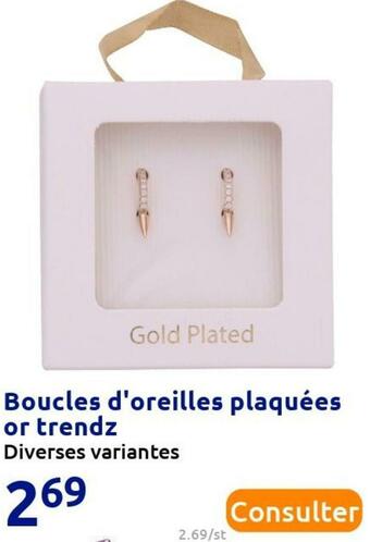 Action Boucles d'oreilles plaquées or trendz offre