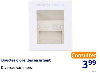 Action Boucles d'oreilles en argent offre