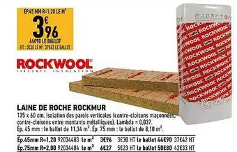 Brico Cash Laine De Roche Rockmur Rockwool offre