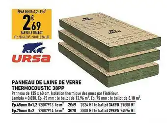 Brico Cash Panneau De Laine De Verre Thermocoustic 38pp Ursa offre
