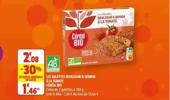Galettes Boulgour & Quinoa à La Tomate Céréal Bio