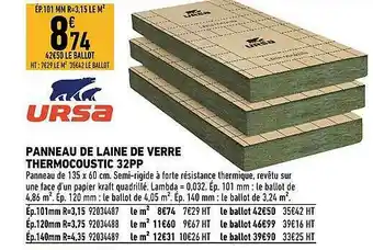 Brico Cash Panneau De Laine De Verre Thermocoustic 32pp Ursa offre