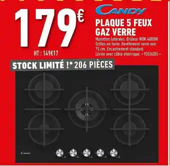 Brico Cash Plaque 5 Feux Gaz Verre Candy offre