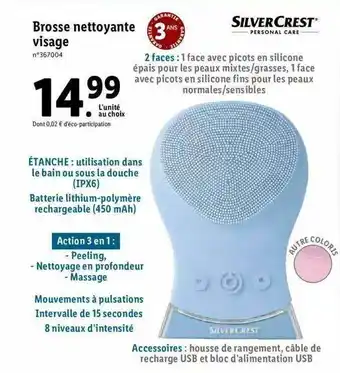 Lidl Brosse Nettoyante Visage Silver Crest offre