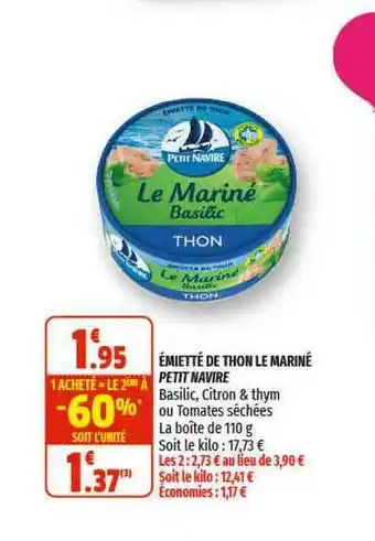 Coccinelle Express émietté De Thon Le Mariné Petit Navire offre