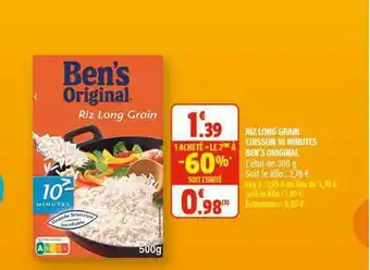 Riz Long Grain Cuisson 10 Minutes Ben's Original
