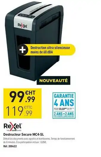 Top Office Rexel Destructeur Secure Mc4-sl offre