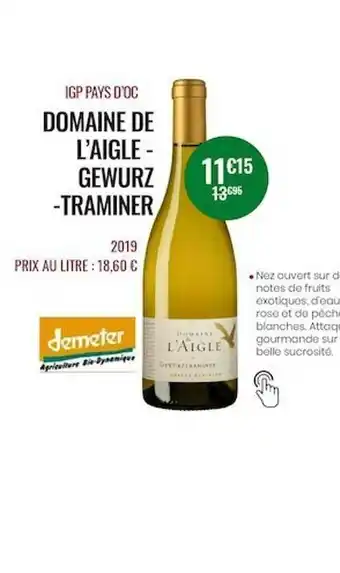 Nicolas Igp Pays D'oc Domaine De L'aigle - Gewurztraminer 2019 offre