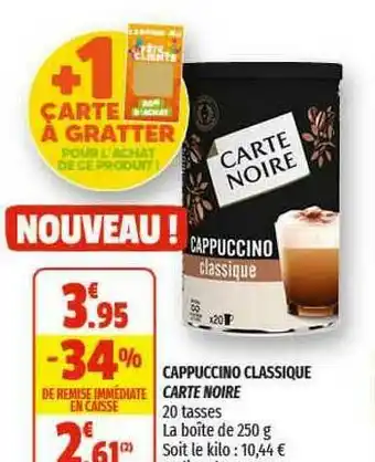 Coccinelle Supermarché Cappuccino Classique Carte Noire offre