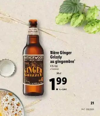 Lidl Bière Ginger Grizzly Au Gingembre offre