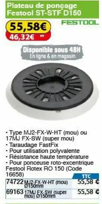 Plateau de ponçage festool ST-STF D150