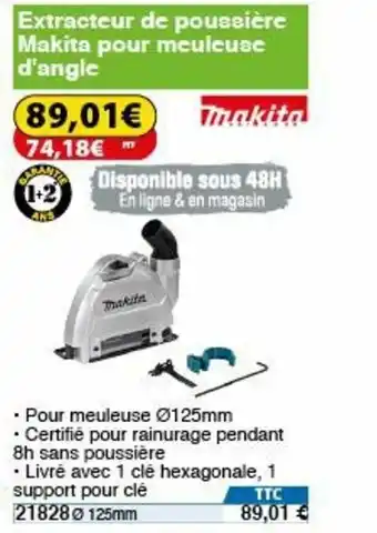 Extracteur de poussière makita pour meuleuse d'angle
