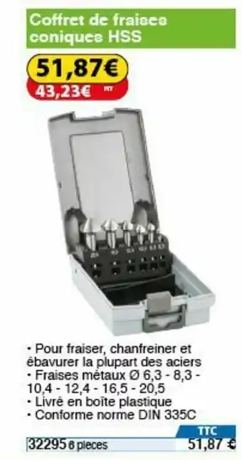 Coffret de fraises coniques HSS