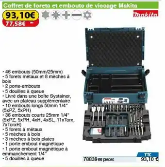Coffret de Forets Et Embouts de Vissage Makita