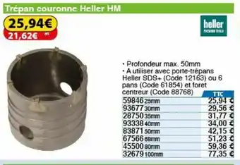 Trépan couronne Heller HM