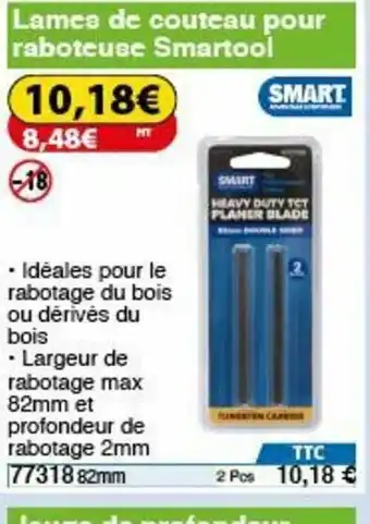 Lames de couteau pour raboteuse Smartool