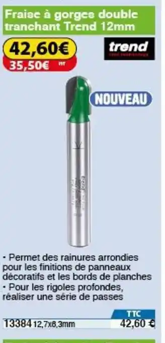 Fraise à gorgea double tranchant Trend 12mm