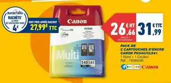 Bureau Vallée Canon pack de 2 cartouches d’encre pg540/cl541 offre