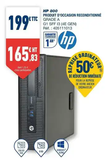 Bureau Vallée Hp hp 800 produit d’occasion reconditionné offre