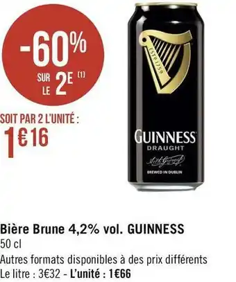Géant Casino Guinness bière brune 4,2% vol. offre