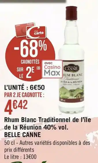 Belle canne rhum blanc traditionnel de l’ïle de la réunion 40% vol.
